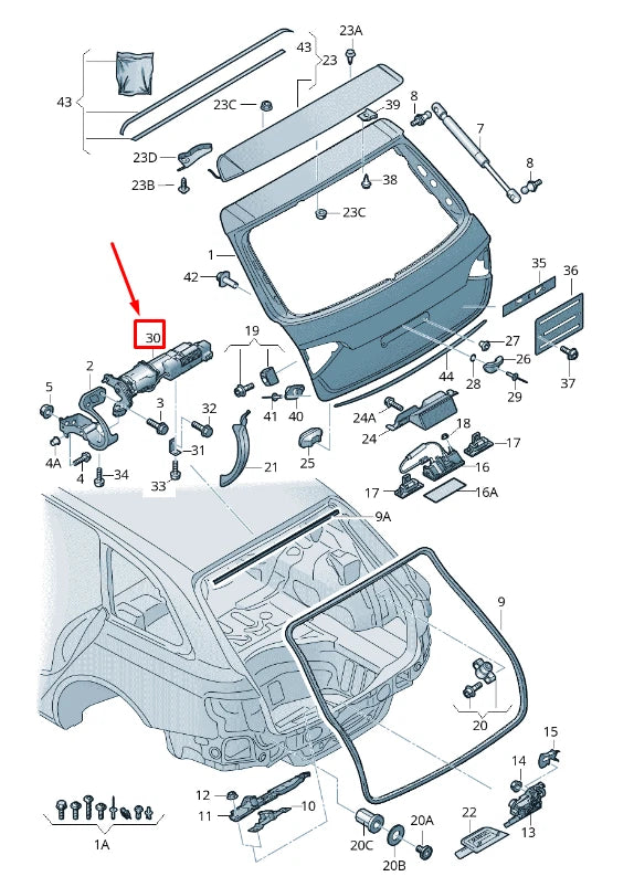 NEW AUDI Q5 8R REAR RIGHT TAILGATE DRIVE UNIT 8R0827852B ORIGINAL