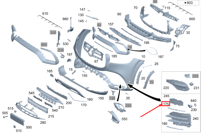 new mercedes-benz gls x167 front left upper bumper trim a1678850906 original
