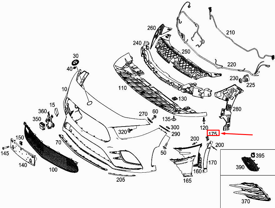new mercedes-benz a w177 front bottom bumper covering mount a0009910802 original