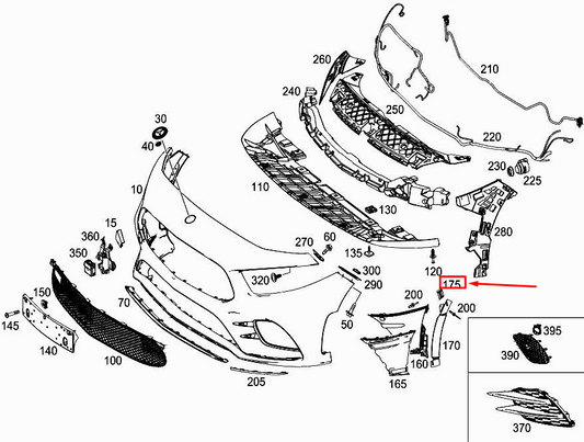 new mercedes-benz a w177 front bottom bumper covering mount a0009910802 original