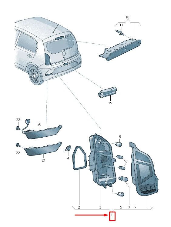 NEW VW UP 12 REAR RIGHT TAILLIGHT 1S0945096J