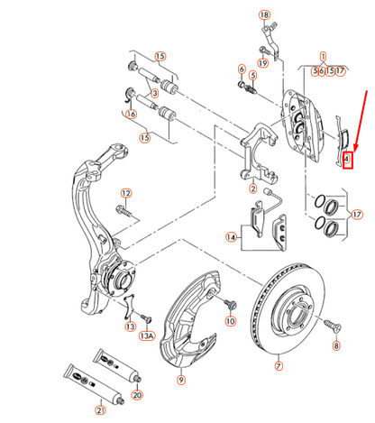 NEW AUDI A6 C6 FRONT BRAKE CALIPER RETAINING SPRING 4E0615269B ORIGINAL
