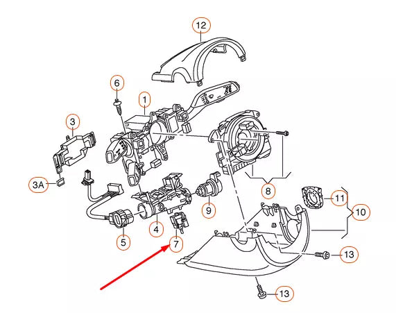 NEW AUDI A1 8X STEERING COLUMN LOCKING PIECE 1K0953527D ORIGINAL