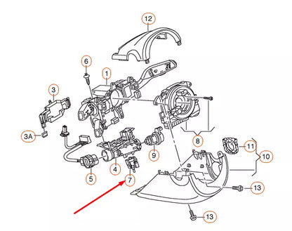 NEW AUDI A1 8X STEERING COLUMN LOCKING PIECE 1K0953527D ORIGINAL
