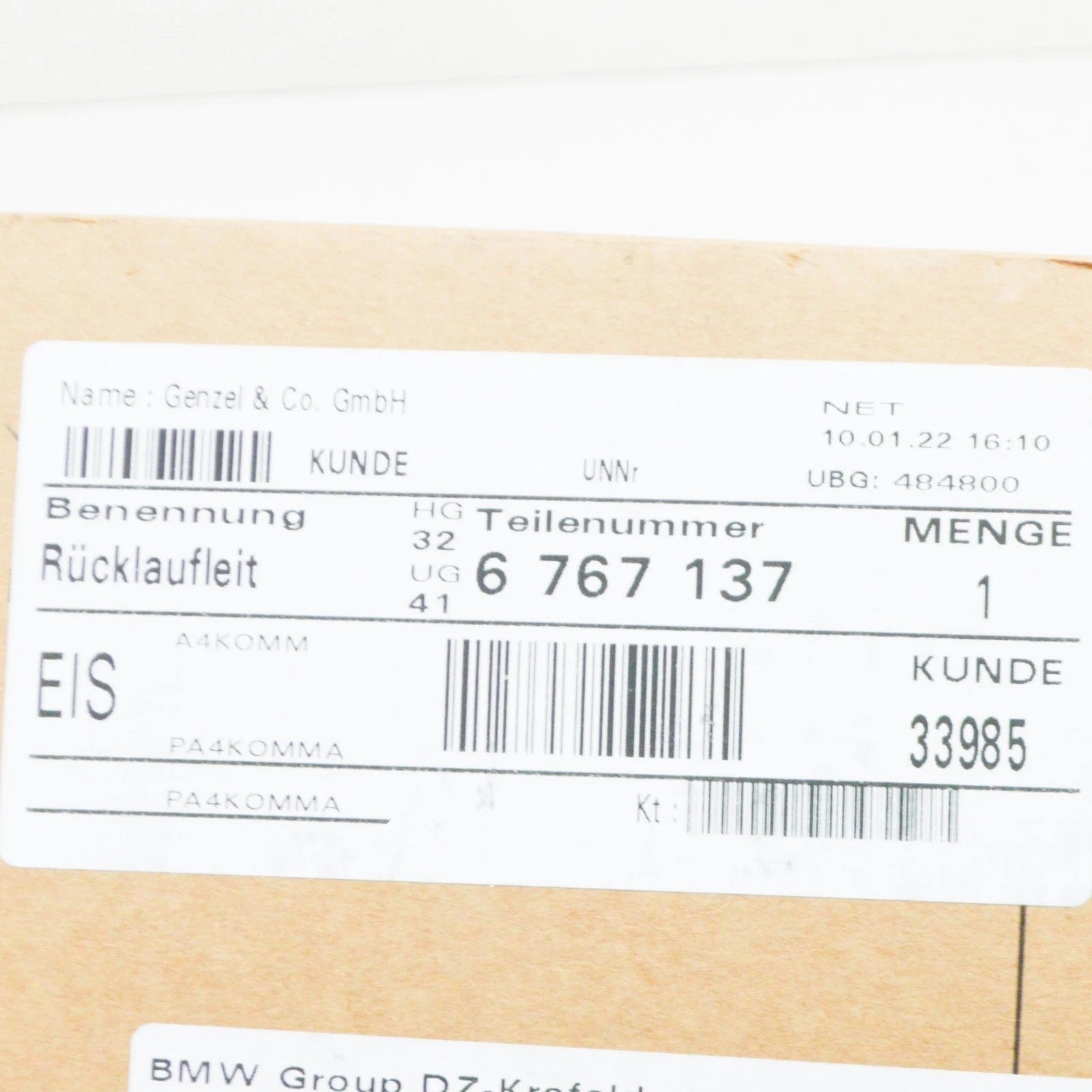 NEW BMW X5 E53 POWER STEERING RETURN HOSE 6767137 32416767137 ORIGINAL