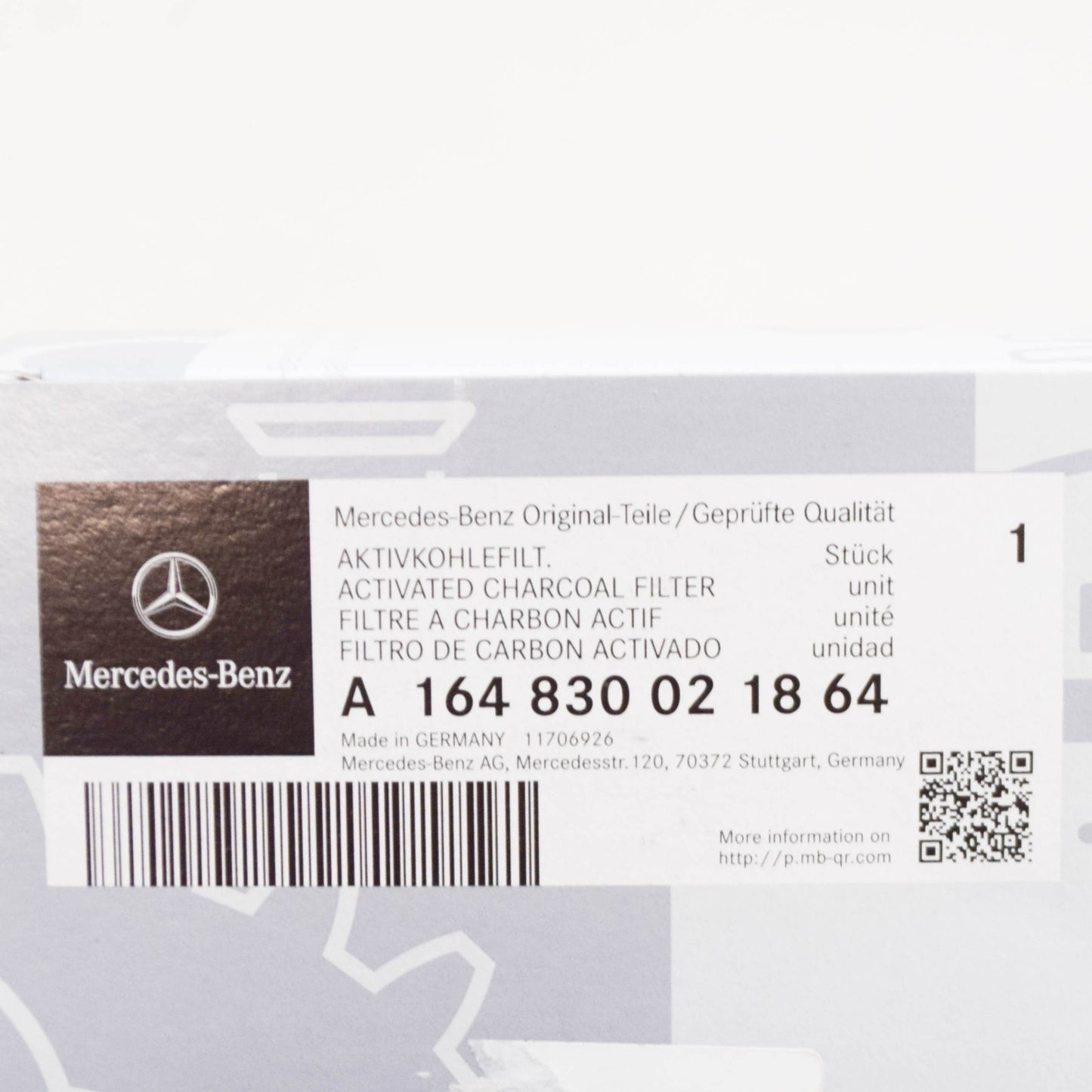 NEW MERCEDES-BENZ ML W164 ACTIVATED CHARCOAL CABIN FILTER A164830021864 ORIGINAL