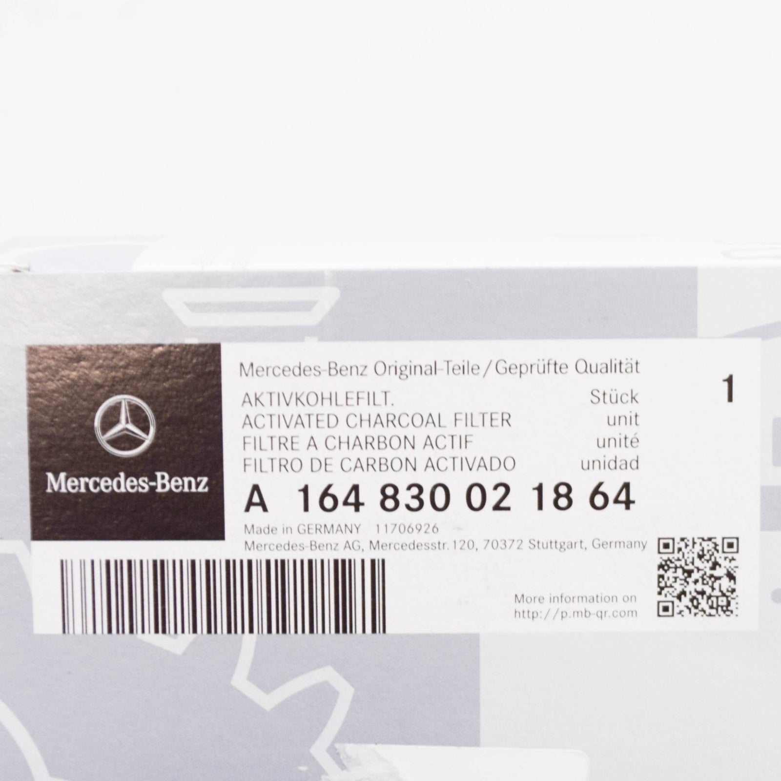 NEW MERCEDES-BENZ ML W164 ACTIVATED CHARCOAL CABIN FILTER A164830021864 ORIGINAL