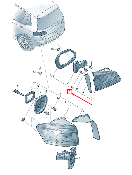 new vw golf sportsvan am rear right side tailgate taillight 510945094m original