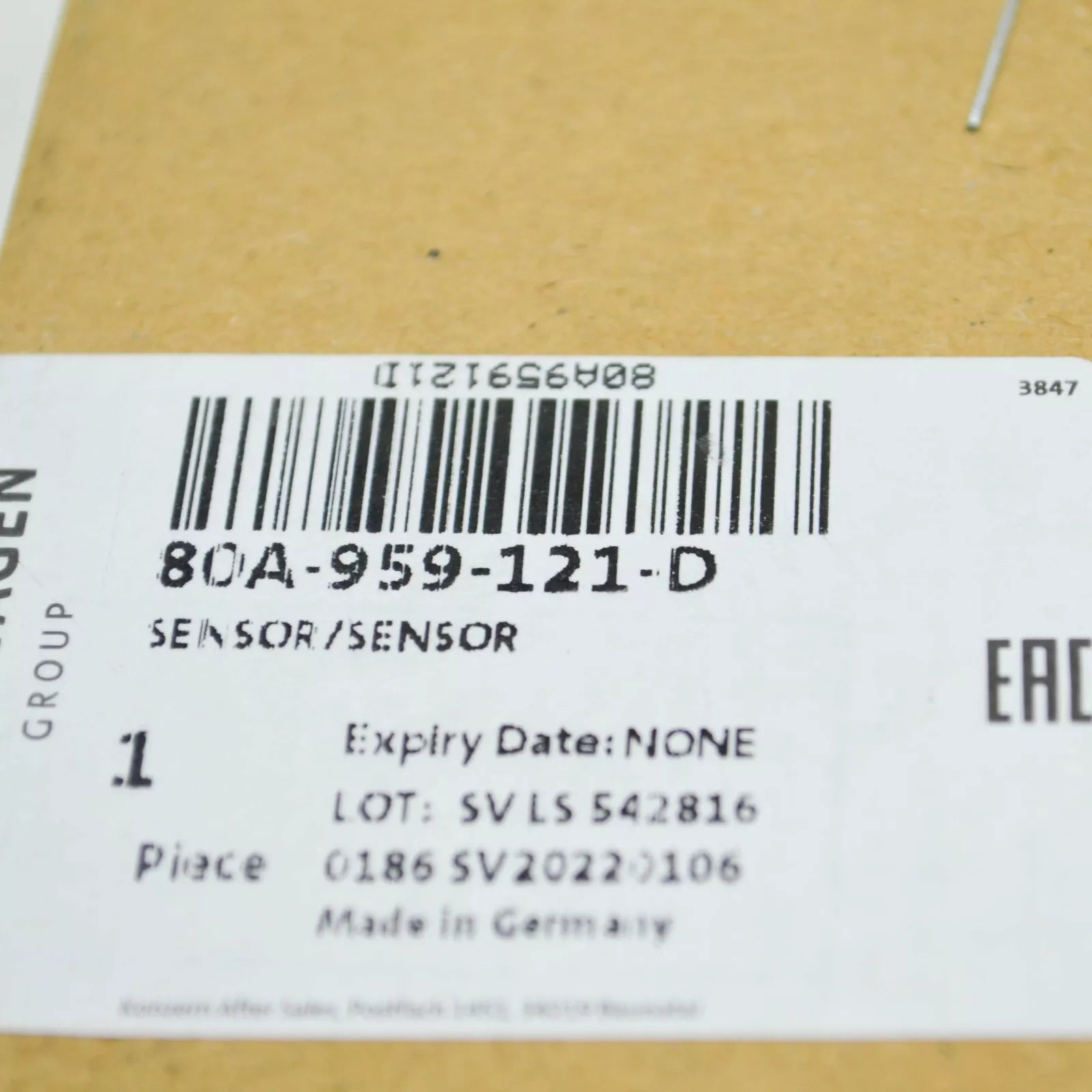 NEW AUDI Q5 FY FRONT PEDESTRIAN IMPACT CRASH SENSOR 80A959121D ORIGINAL