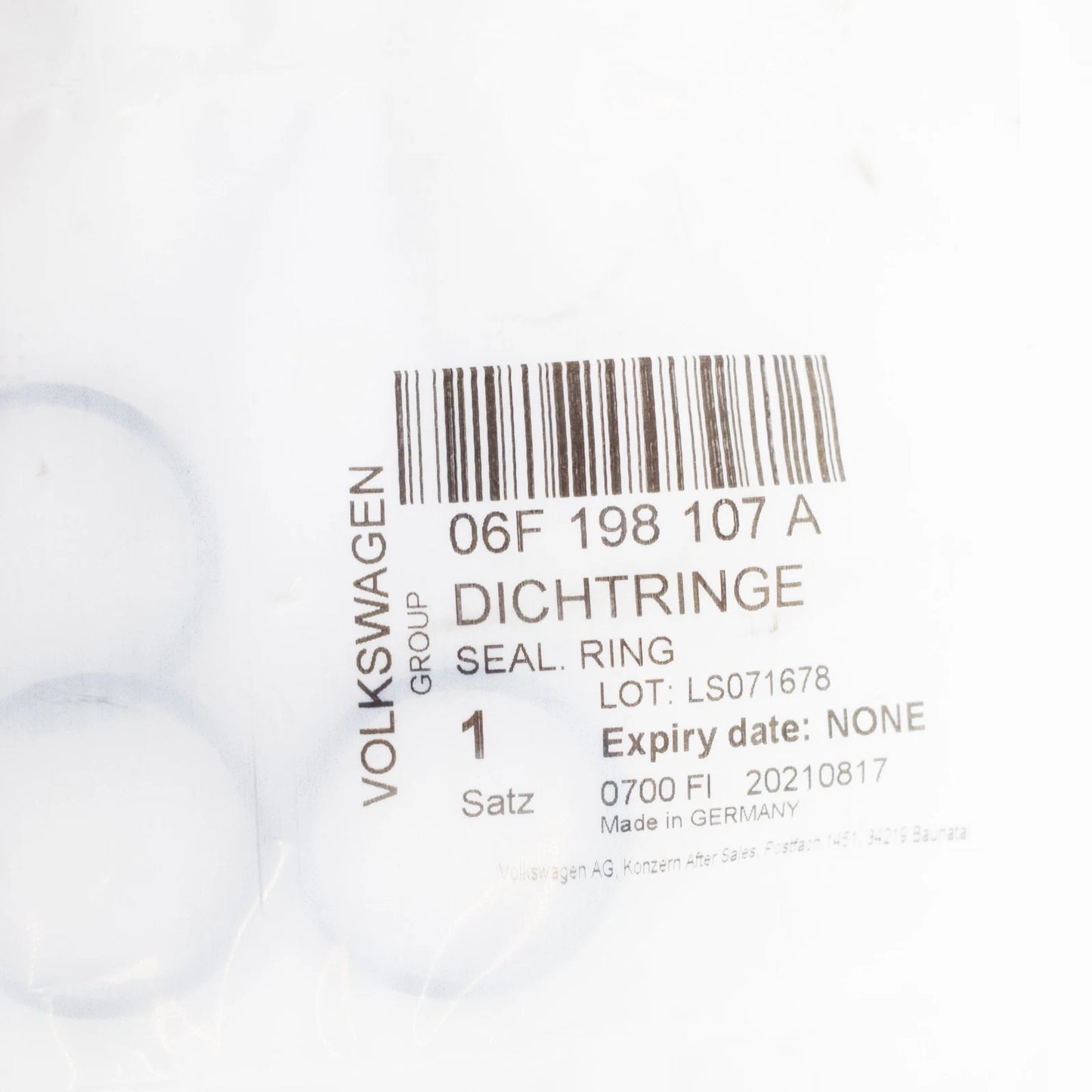 NEW AUDI A1 MK1 CAMSHAFT ADJUSTER SEAL SET 06F198107A