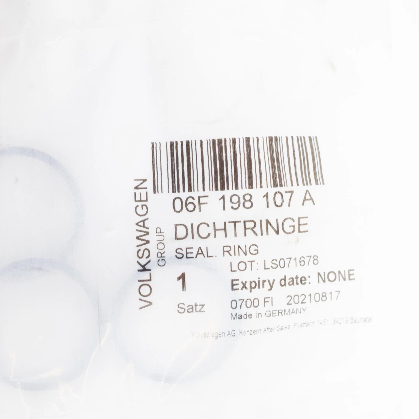 NEW AUDI A1 MK1 CAMSHAFT ADJUSTER SEAL SET 06F198107A