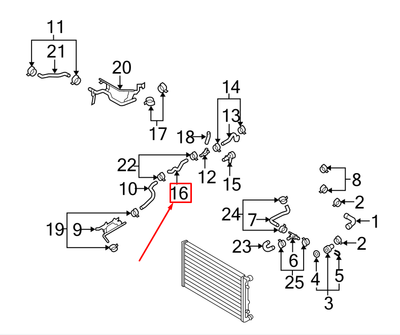 NEW AUDI A3 SPORTBACK 8P ENGINE COOLANT HOSE 1K0121157BQ ORIGINAL