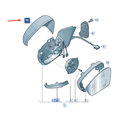 new skoda superb mk3 front right door mirror cover cap 3v0857538agru original