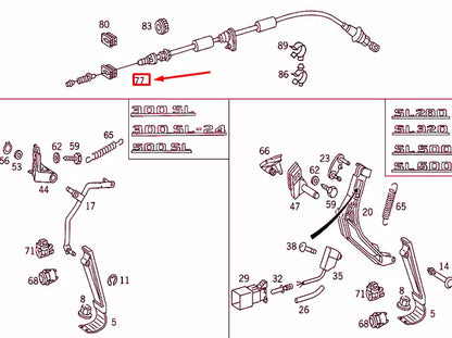 NEW MERCEDES-BENZ SL R129 ACCELERATOR CABLE LHD A1293000130 ORIGINAL