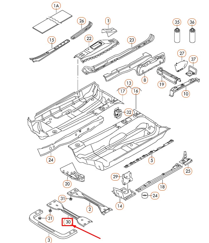 NEW AUDI A3 8P FRONT BOTTOM PLATE FRONT TUNNEL REINFORCEMENT 1K0804421C