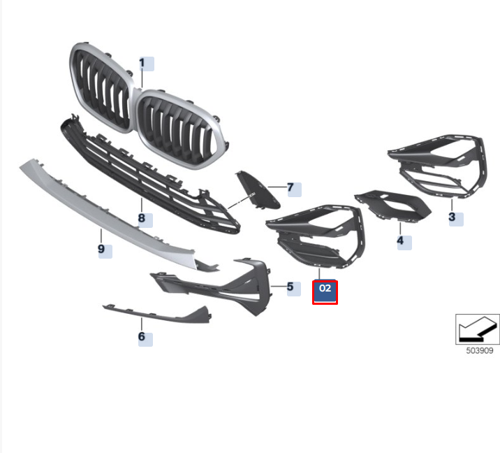 new bmw x1 f48 front bumper right grille 51118497248 8497248 original
