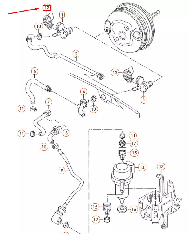 NEW AUDI A4 B7 BRAKE BOOSTER PRESSURE SENSOR 036906051C ORIGINAL