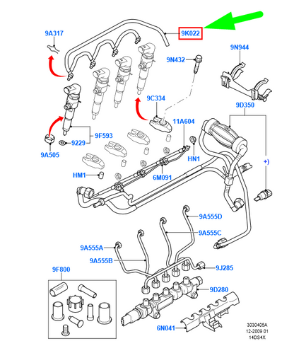 new ford fiesta ws mk5 fuel injector tube assy 2s6q-9k022-bd 1444974 original