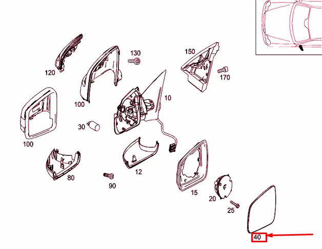 NEW MERCEDES-BENZ C W204 FRONT LEFT DOOR MIRROR GLASS A2128102121 ORIGINAL