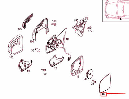 NEW MERCEDES-BENZ C W204 FRONT LEFT DOOR MIRROR GLASS A2128102121 ORIGINAL