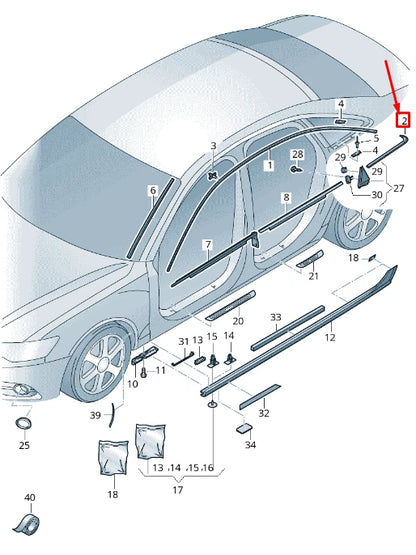 NEW AUDI A6 C7 REAR RIGHT SIDE WINDOW TRIM STRIP 4G9853346A2ZZ