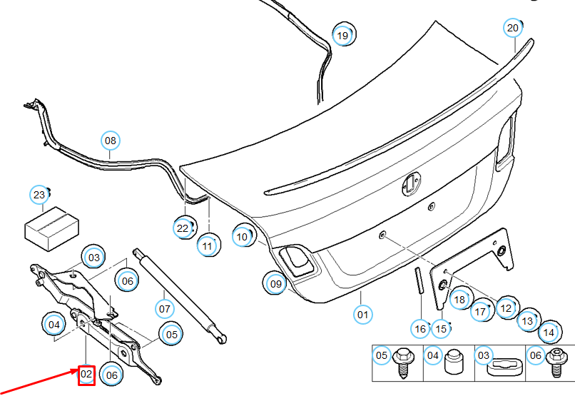 new bmw 3 e90 trunk lid left hinge 41627210675 7210675 original