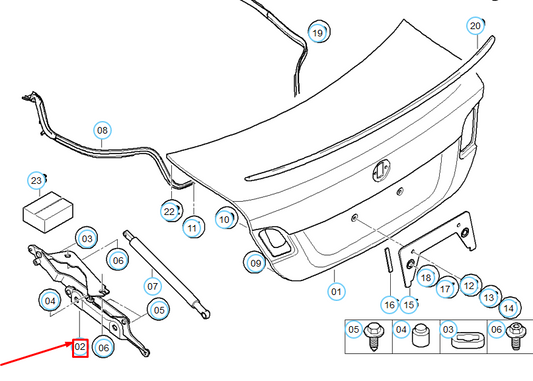 new bmw 3 e90 trunk lid left hinge 41627210675 7210675 original