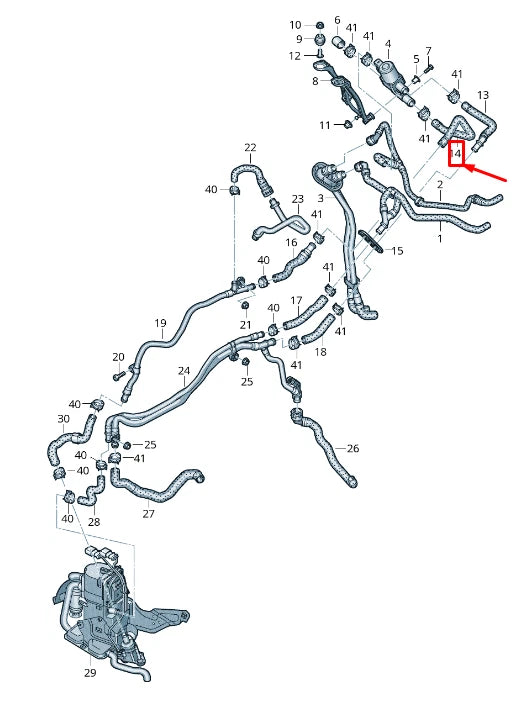 NEW AUDI A8 4N ENGINE COOLANT HOSE 4N0265374A
