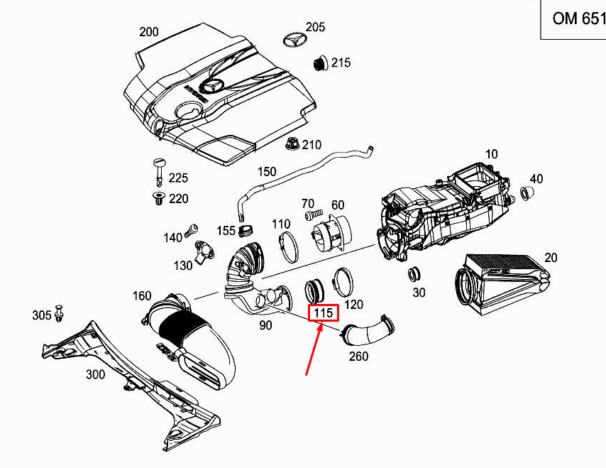 new mercedes-benz c w205 charger intake compensation ring a6510940151 original