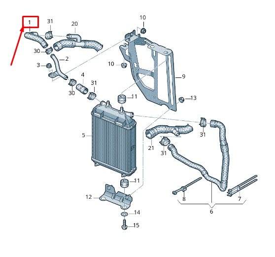 new audi a4 avant b8 engine coolant hose 8k0121058a original