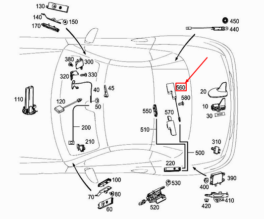 new mercedes-benz slk r172 distress call antenna a2319050701 original