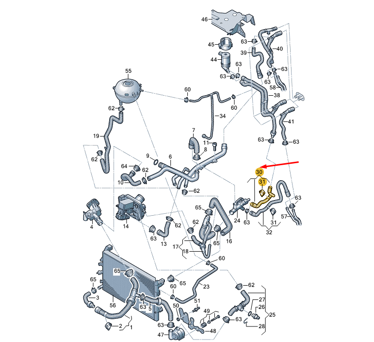 NEW VW TRANSPORTER VI T6 COOLANT HOSE 7E0121157G ORIGINAL