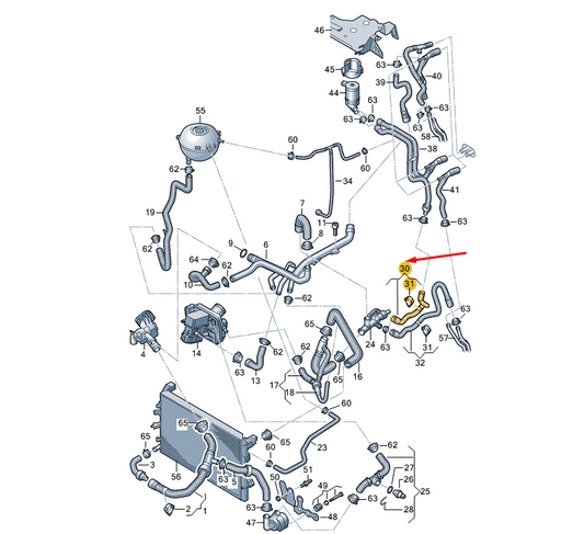 NEW VW TRANSPORTER VI T6 COOLANT HOSE 7E0121157G ORIGINAL