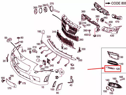 NEW MERCEDES-BENZ SLK R172 FRONT LEFT FOG LIGHT GRILLE TRIM A1728850074 ORIGINAL