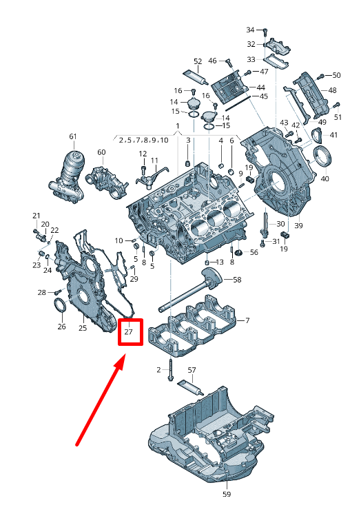 new audi a4 8w2,b9 front timing cover seal gasket 059103161at original