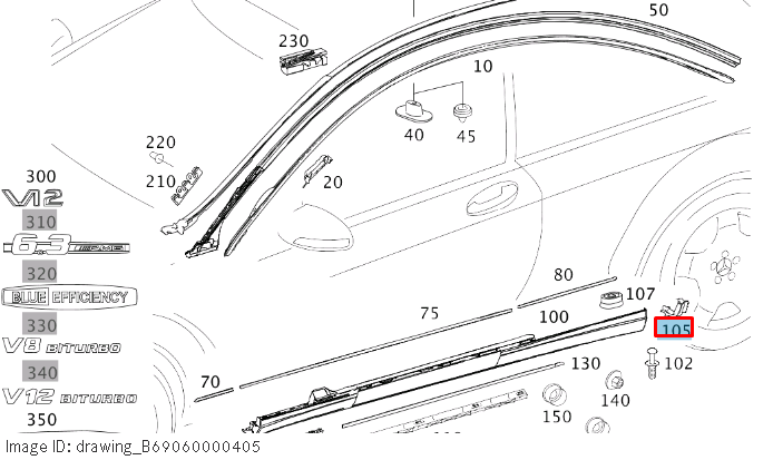 NEW MERCEDES-BENZ S COUPE C216 REAR RIGHT ROCKER LEDGE A2166970227 ORIGINAL