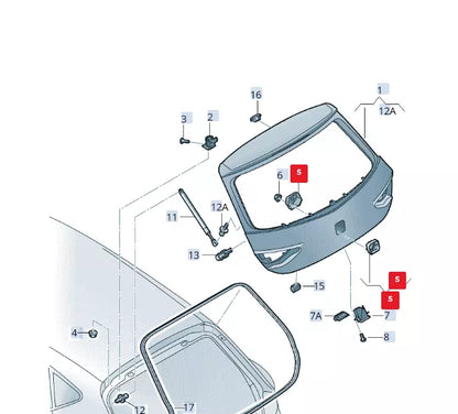 NEW SEAT LEON 5F CUPRA REAR TAILGATE BOOT LID HANDLE W/ LOGO 5F0827565DRZH