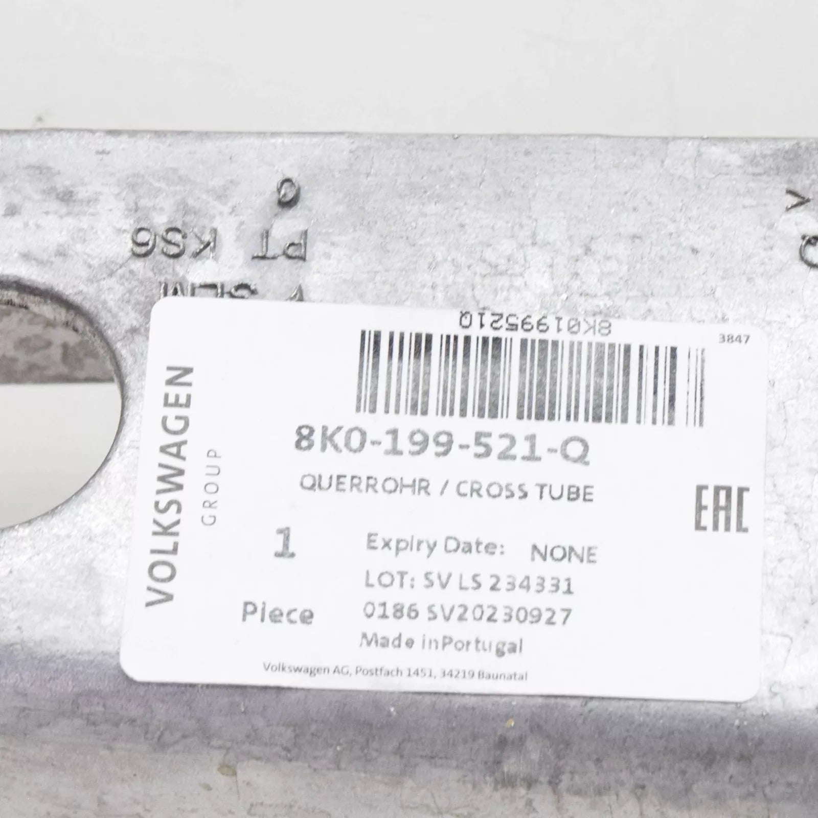 NEW AUDI A4 B8 FRONT SUBFRAME MEMBER MOUNT CROSS TUBE 8K0199521Q ORIGINAL