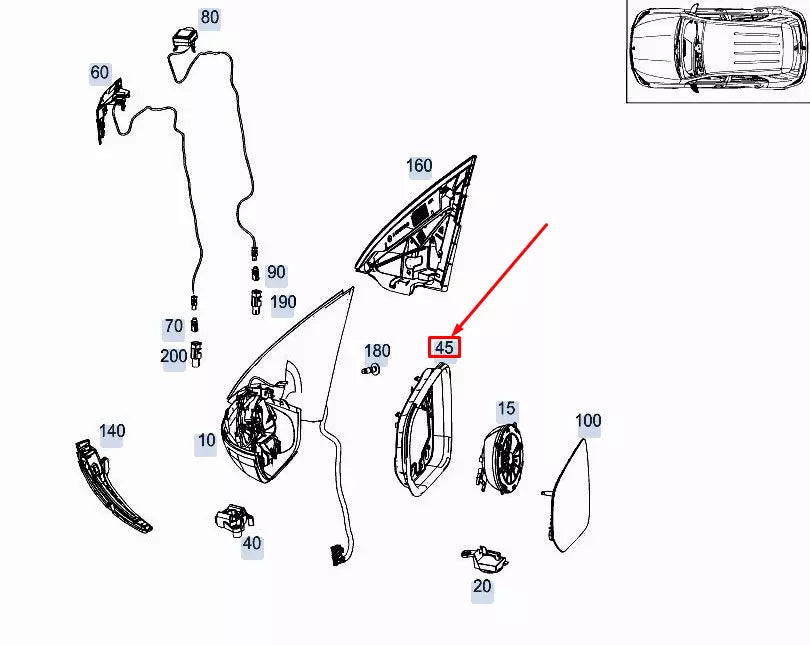 NEW MERCEDES-BENZ GLE W167 FRONT LEFT MIRROR FRAME A1678110500 ORIGINAL