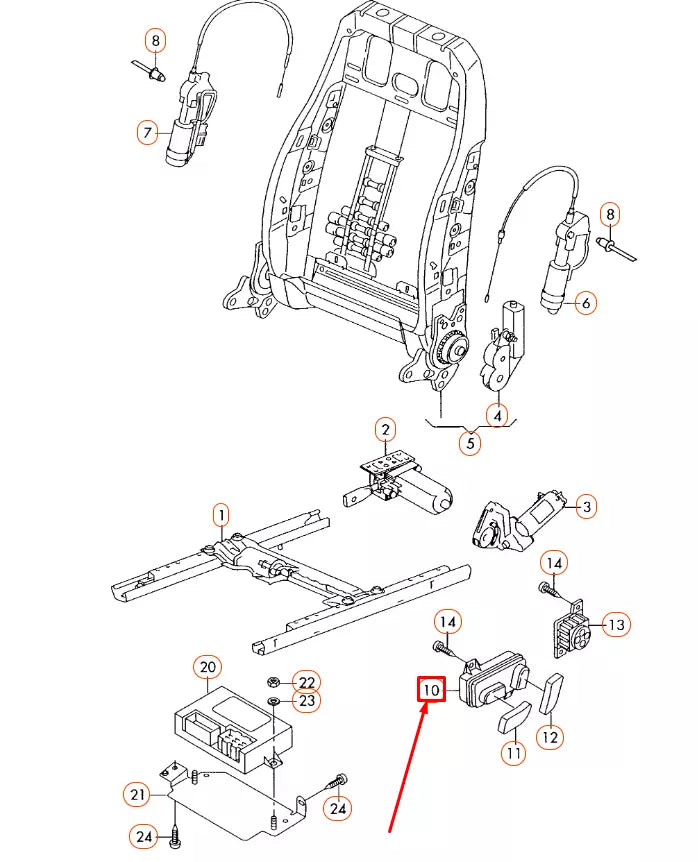 NEW AUDI TT 8J FRONT LEFT SEAT LONGITUDINAL CONTROL SWITCH 1Q0959747