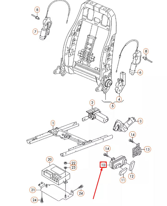 NEW AUDI TT 8J FRONT LEFT SEAT LONGITUDINAL CONTROL SWITCH 1Q0959747