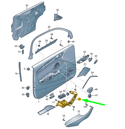 NEW AUDI A3 8V FRONT RIGHT DOOR SWITCH MOUNTING RHD 8V4959522B6PS ORIGINAL