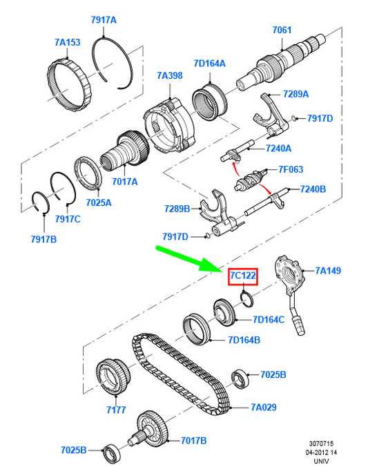 new ford ranger t6 mk1 transfer drive snap ring ab39-7c122-aa 1725686 original