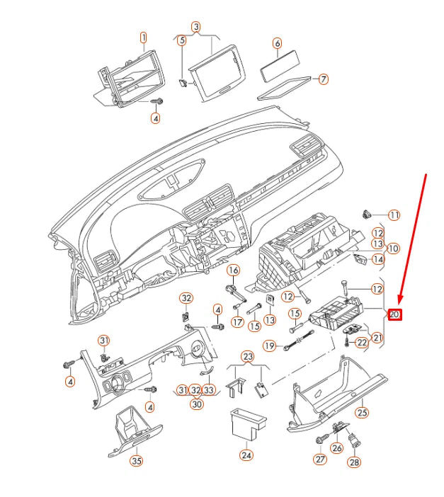 NEW VW CC INSTRUMENT PANEL STOWAGE COMPARTMENT LHD 3C1857285E9B9