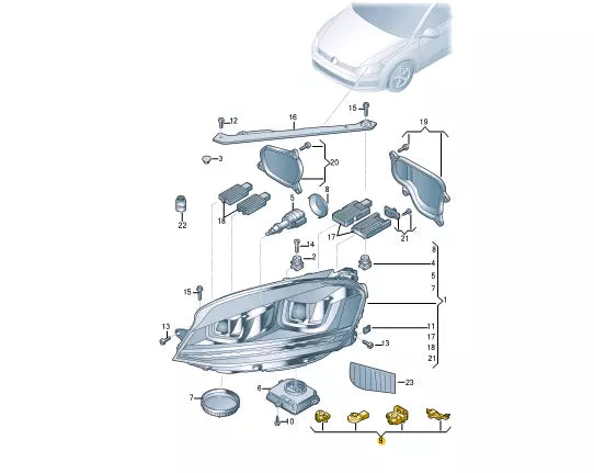 NEW VW GOLF MK7 5G FRONT LEFT HEADLIGHT BRACKET REPAIR KIT 5GE998225 ORIGINAL