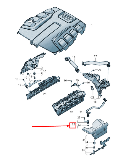 new audi q7 4m engine connection piece 057409079e original