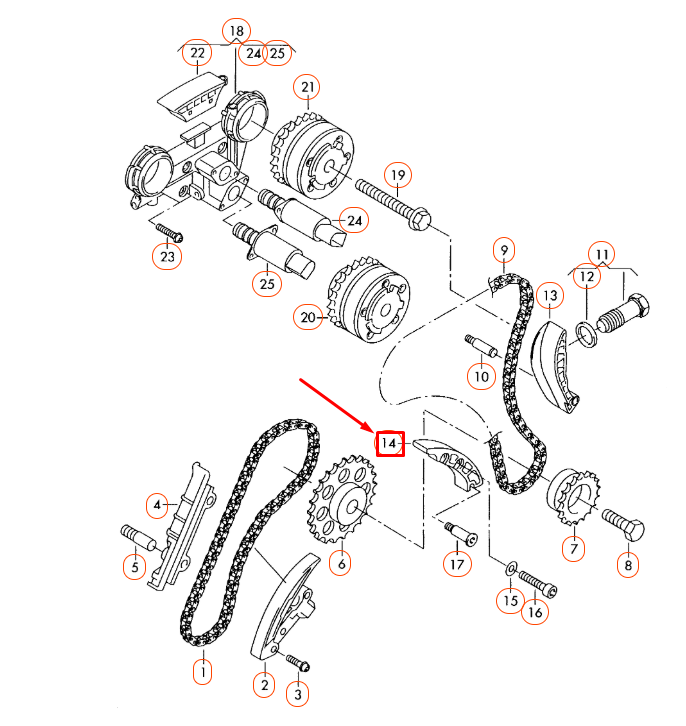 NEW AUDI A3 8P TIMING CHAIN SLIDE RAIL 066109513A ORIGINAL