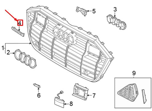 NEW AUDI RS6 C8 FRONT RADIATOR GRILLE BADGE 4K0853736DT94