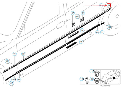 NEW BMW 7 E38 REAR RIGHT FENDER MOLDING 51138125354 8125354 ORIGINAL