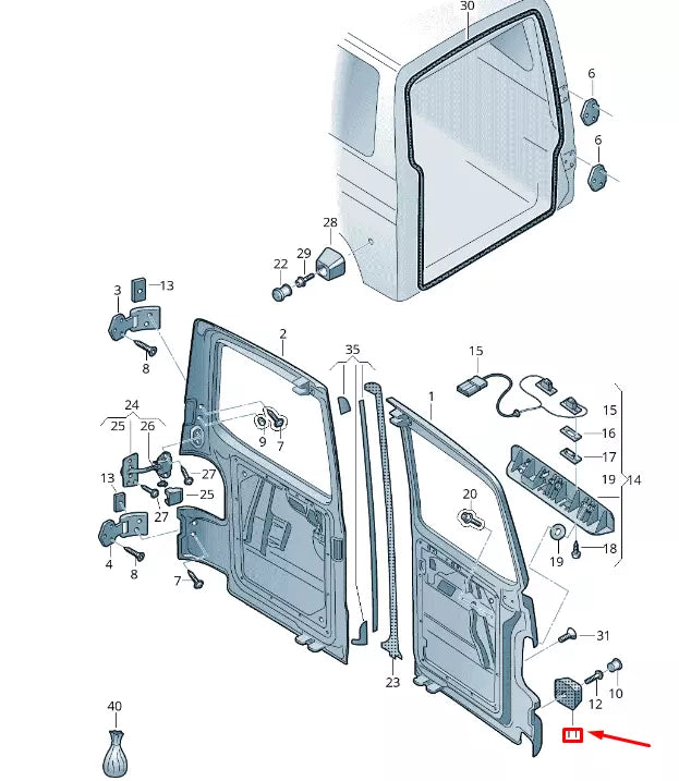NEW VW TRANSPORTER T6 REAR WING DOOR LEFT DOOR CATCH STOP 7H0827475B